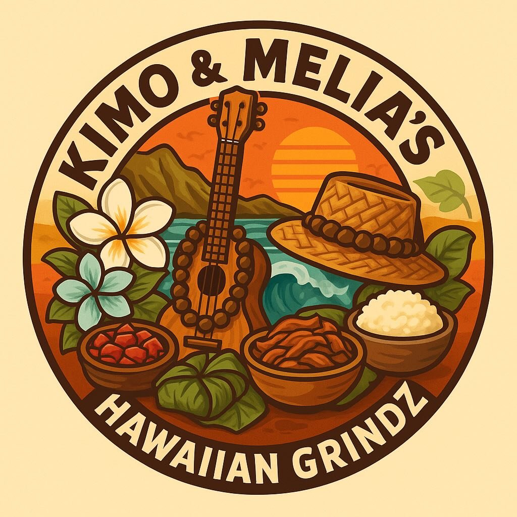 Kimo and Melias Hawaiian Grindz Logo